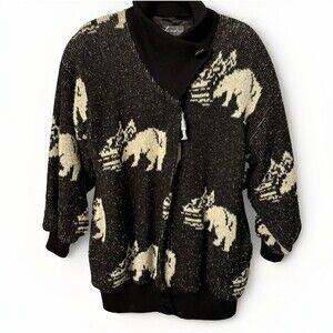 Tundra Full Zip‎ Women's Med Heavy Wool Lined Polar Bear Jacket Y2K Parka